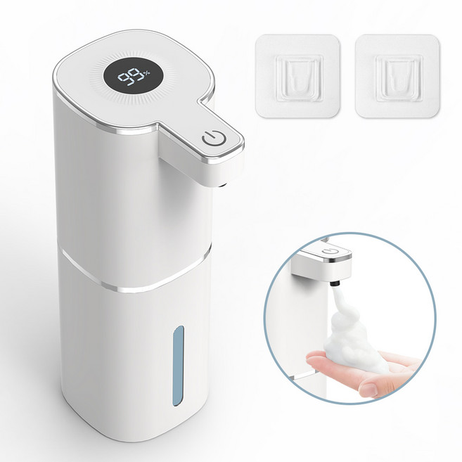 LOMESO 자동 비누 디스펜서 젤/거품 타입 손세정기 핸드위시 세제 물비누 리필용기 충전식 화장실 주방 싱크대 욕실, 거품타입