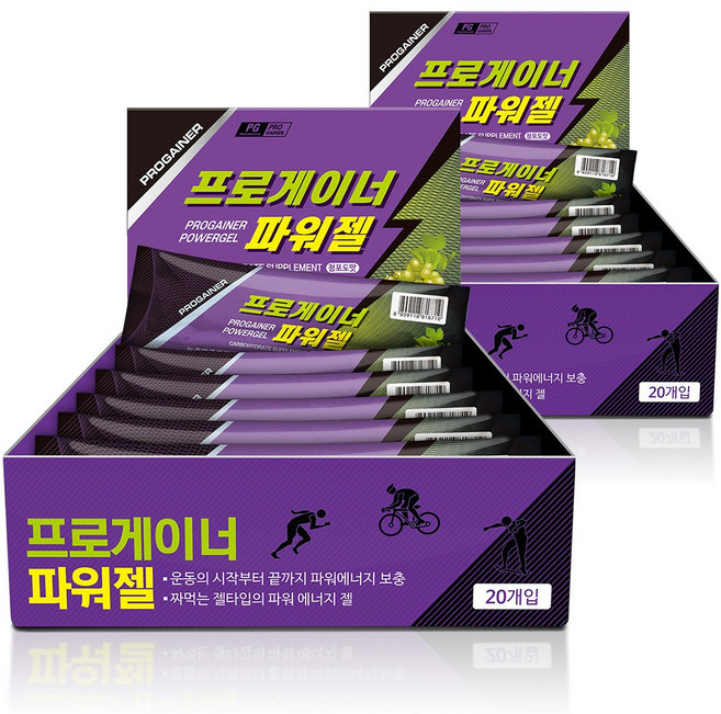 프로게이너 파워젤 청포도맛 스포츠 에너지젤, 청포도맛(2박스), 40g, 40개