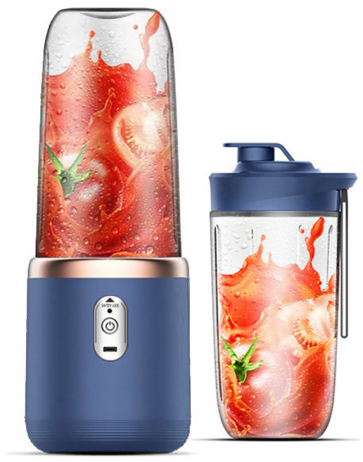 충전식 미니 휴대용 과일 착즙기 6중 칼날 텀블러 믹서기 사무실이나 야외에서 휴대하여 사용할, 파란색