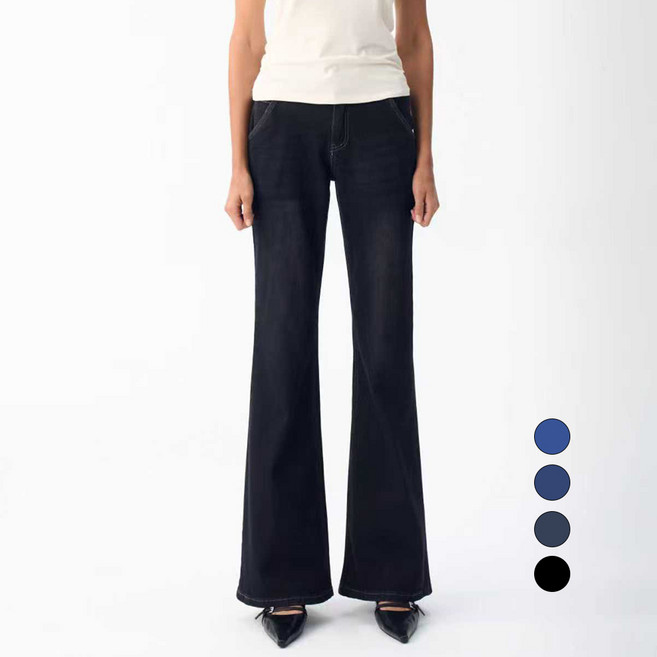 엘블로썸 여성 [숏 기본 롱] 스판 와이드 부츠컷 히든밴드 청바지