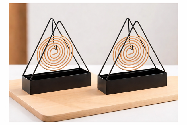 딜리버샵 모기향 거치대 야외 캠핑용 삼각홀더 2개, 블랙+블랙