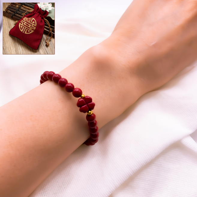 올띵즈원 천연 원석 염주 비휴 네잎클로버 경면주사 재물운 팔찌