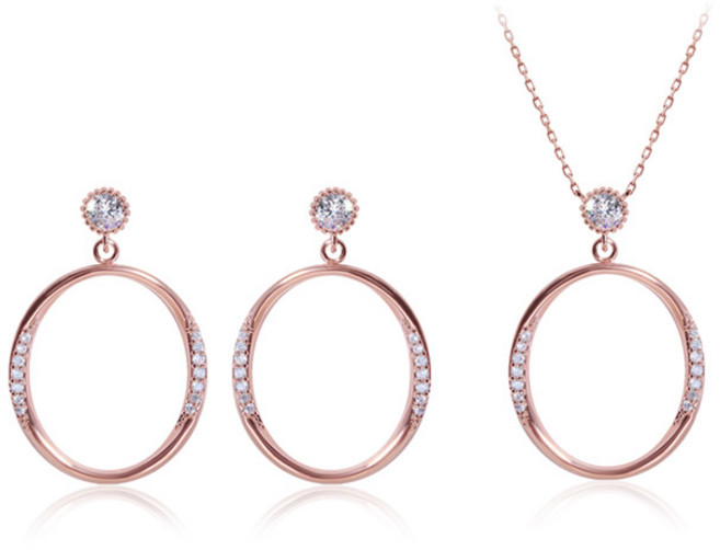 [루브르파리] 14k G.F 말리트 라운드 드롭 귀걸이/목걸이 SET SET0346