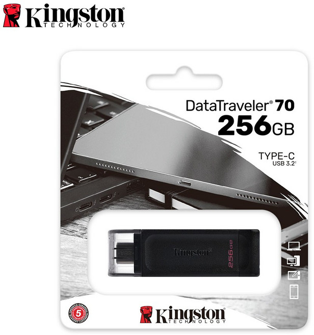 金士頓 Kingston DataTraveler 70 USB-C Type-C 隨身碟 高速傳輸 輕巧便攜, 256GB, 1個