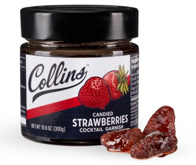 Collins Chicago 과일 후루츠 콜린스 레몬 트위스트 시럽에 절인 감귤 껍질 마가리타 마티니 드롭 올드 패션드 칵테일 가니시로 있는 베이킹용 10.9온스 병, Strawberries - 10.6 oz