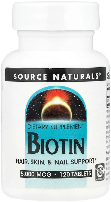 소스내츄럴스 Source Naturals Biotin 5 000 mcg 120 Tablets, 1개, 120정 - 쿠팡