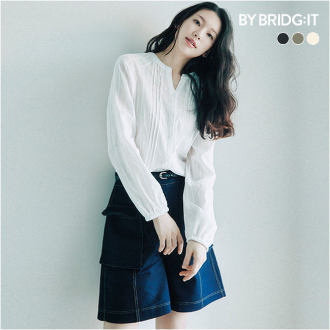 [바이브리짓] (26SS) 옥스포드 코튼 100 스티치 하프팬츠 3종(+벨트)