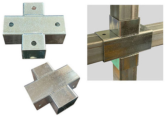 맥스사각파이프조인트 30mm 4구(십자형) 사각파이프 각관 조립 연결 체결 고정 철물자재, 1개