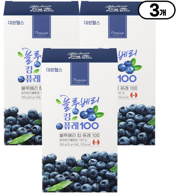 [본사직영] 대원제약 블루베리 킹 퓨레 100 블루베리퓨레, 3박스, 20g