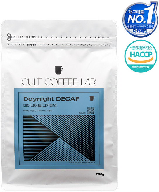 컬트커피랩 데이나잇 디카페인 콜롬비아 수프리모 슈가케인 싱글 원두, 홀빈(분쇄안함), 200g, 1개