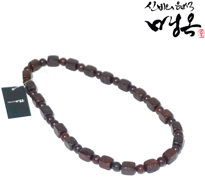 명옥 천연원석 행운 사업 건강목걸이 홍옥 사각목걸이(남자용54cm), 1개