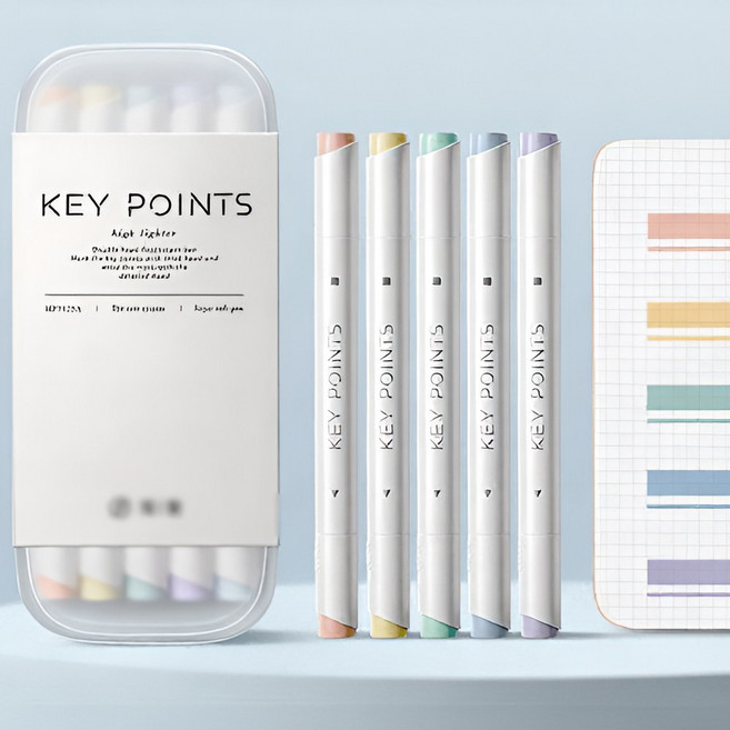 모먼트픽 파스텔형광펜 5색세트 혼합색상 다꾸펜, 5종, 1팩