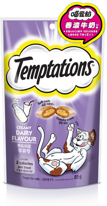 Temptations 貓咪零食, 75g, 1個, 香濃牛奶