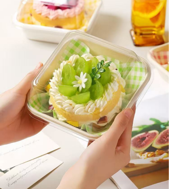 펄프 도시락 B-003D 화이트 패트뚜껑 사각 포장용기 햄버거 케이크 버터떡 트레이, 1개, 10세트