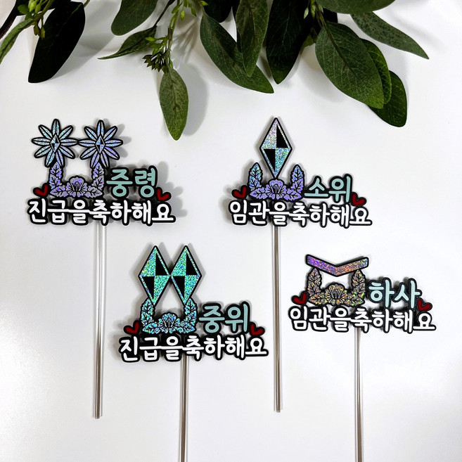 몽글쌤스토어 군대진급토퍼 미니토퍼 계급장토퍼 군대임관토퍼 진급축하토퍼, 임관을축하해요, 대장