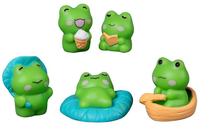 개구리 피겨 5종 스타일링 5마리 세트, 개구리 5p 콤비