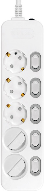 모노케어 안전 절전 멀티탭 개별 스위치 5구 16A, 1개, 화이트, 10m