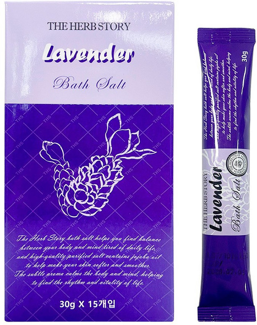 아로마 클렌징 앤 마사지소금 미용소금 솔트파우더 스틱파우치형-라벤더, 30g, 15개