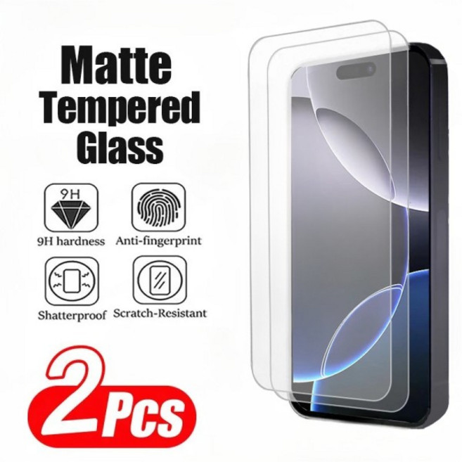 2Pcs iPhone 16 15 13 14 Pro Plus 화면 보호기 12 11 XR XS 눈부심 방지용 무광택 강화 유리, 01 번들 20, 01 Matte Tempered Glass, 18 iPhone 16 Pro