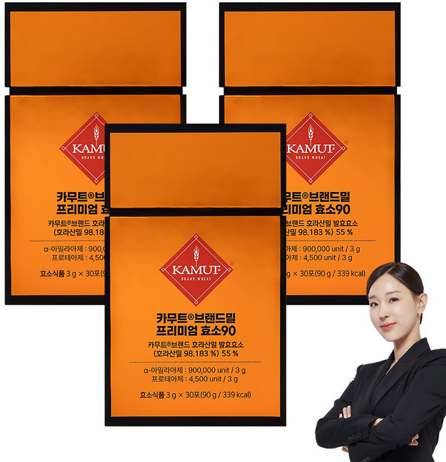 그레인온 카무트 브랜드밀 프리미엄 효소 90, 30회분, 3박스