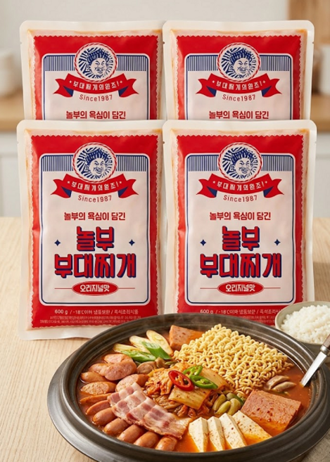 36년 전통 놀부 부대찌개 600g 4팩+증정, 4개