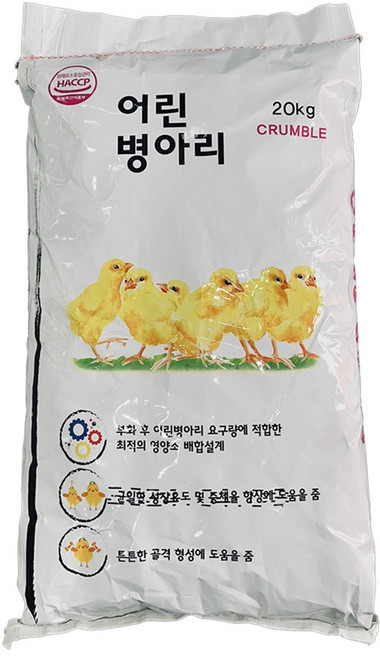 대주 어린 병아리 크럼블 20kg 사료 병아리 알갱이 모이, 1개