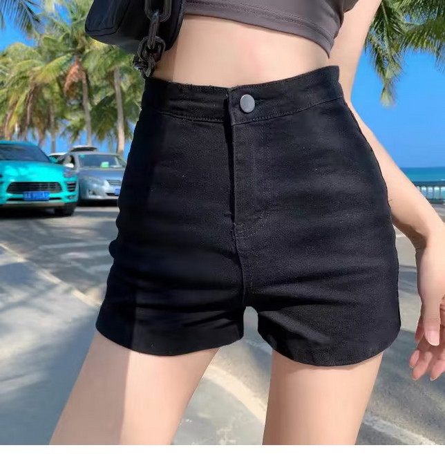 DFMEI 牛仔短褲女a字褲緊身夏高腰顯瘦ins風外穿包臀直筒彈力熱褲子