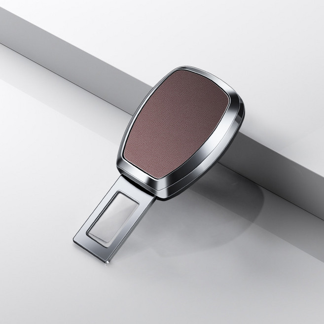 1+1 안전벨트 연장클립 연결클립 자동차 차량용 가죽형, 2개, 브라운