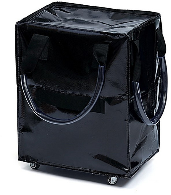 (왓썸) 헐켄 고급형 바퀴달린 주머니 있는 대형 장바구니 보냉캐리어백 롤링카트, 1개, 블랙