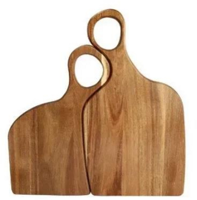 2피스 호두나무 도마 세트 - 치즈 빵 스테이크 과일 서빙용 양면 샤퀴테리, 1개