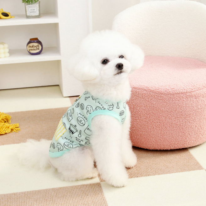 펫트에일 강아지 옷 여름 나시 스몰 미디움 티셔츠, 민트, 1개