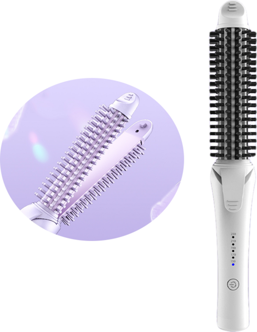 Keka 2in1 고데기 매직기 아이롱 브러쉬 5단계 온도조절 멀티 고데기, 화이트