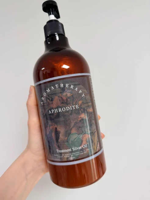 아프로디테 트리트먼트 은 오일 피부탄력 영양공급 아로마향 대용량 마사지 바디오일, 1개, 1L - 쿠팡