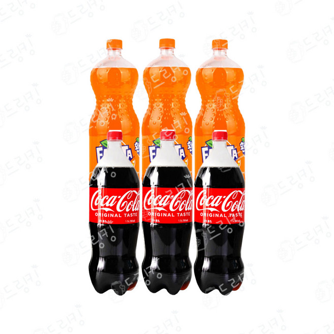 환타 오렌지1.5L + 코카콜라 1.5L 각3펫씩 탄산음료, 6개, 1.5L