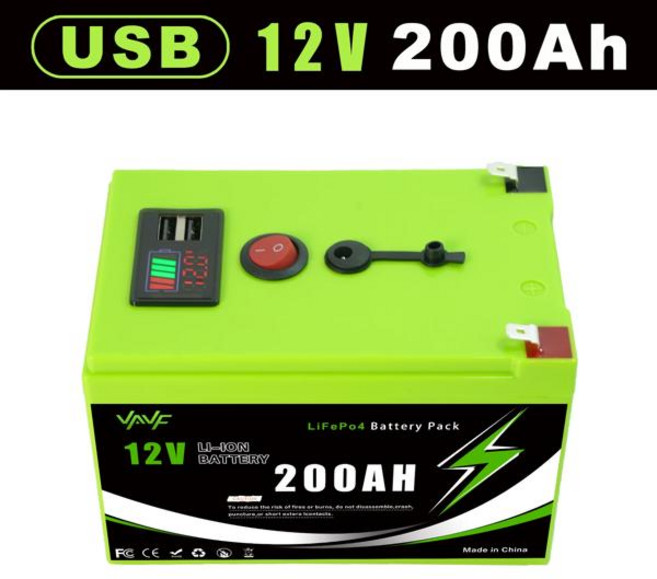 12V 200Ah LiFePO4 딥사이클 배터리 솔라광 발전 및 스쿠터용 내장형 BMS 어군탐지기 보트, [04] 200Ah Portable Power