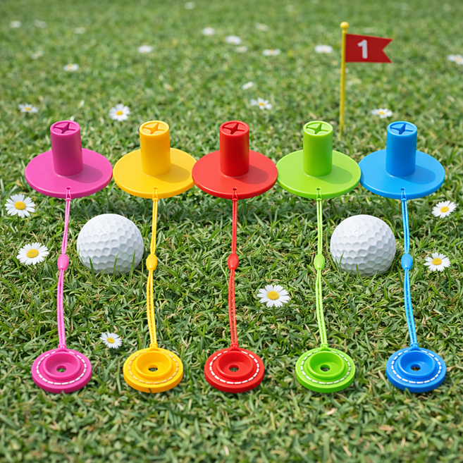 [골프면세점] 높이조절 골프티 5set 동계 고무티 티꽂이 겨울티걸이 롱티 숏티 골프선물, 1세트, 단추티링 ver