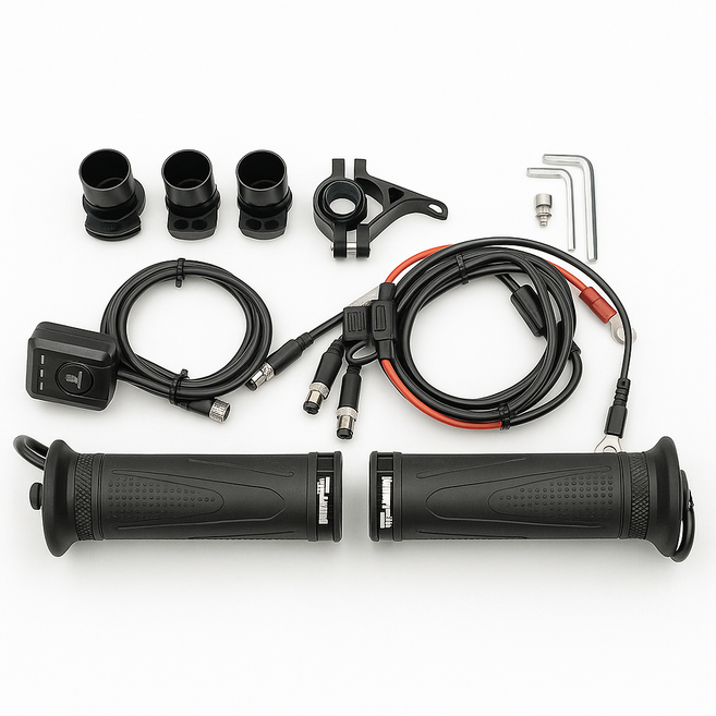 [본사직영] 오토바이 열선그립 탈리스만 메모리 방전방지, 좌우열선(바앤드 CNC링 흑색)+낚시그립, 1개