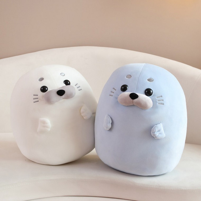 JIYU 모찌 물개 쿠션 바디필로우 수면 인형, 30cm, 스카이, 30cm