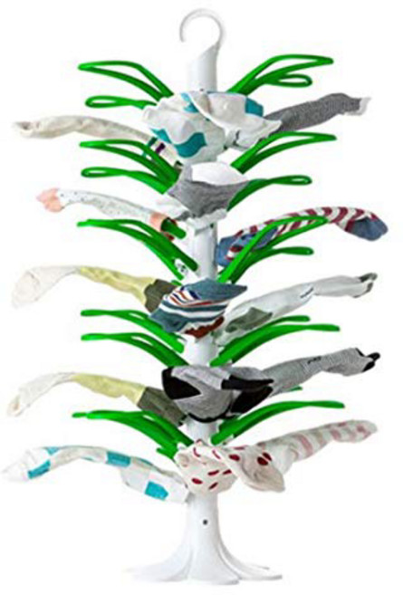 CHLIFE 해피트리 양말걸이(건조기) 나무모양 접이식 빨래건조대 32Pegs 공간활용 간편한 조립 간편한 사용 수건 기저귀 모자 스카프 브래지어 모두복 속옷, 1개, 기타