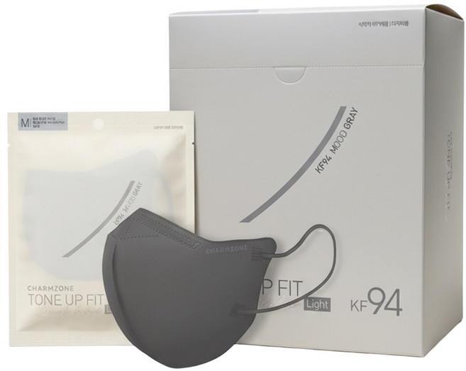 참존 KF94 톤업핏 블랙라벨 라이트 마스크 중형 (M), 무드그레이, 1개, 25개입