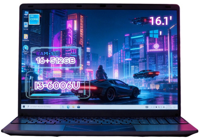 가성비 끝판왕! 노트북/16.1인치 몰입감 인강 사무 재택근무용/부드러운 사용감 / 16GB+512GB / 초보자용 입문용 가정용 직장인 대학생/편하게 쓰기 /쾌적한 작업 환경, I3-6006u, WIN10, 16GB, 512GB, 그레이