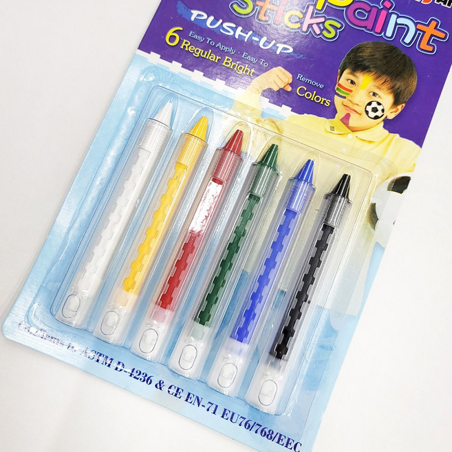 [훈민] 페이스 페인팅 스틱형 6개세트 색연필 크레용 핸드페인팅 할로윈 행사 얼굴 낙서