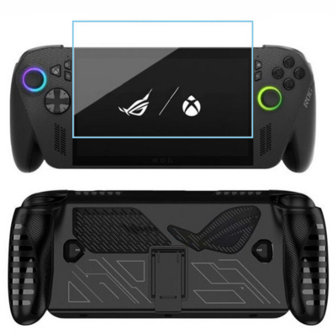 ROG XBOX Ally X 엑갈리 케이스 스탠드 강화유리 필름 올인원 세트, 1세트, 블랙, 단일