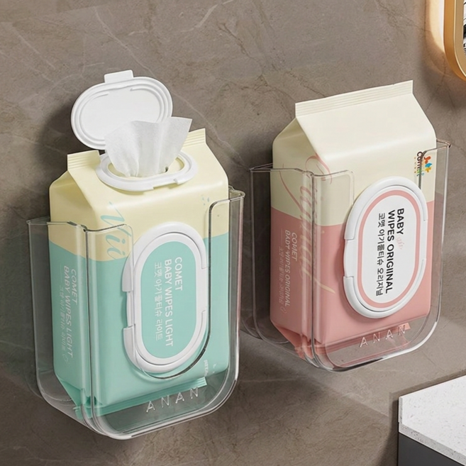 민클린 벽면 물티슈 휴지 케이스, 그레이투명, 1개