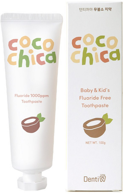 덴티마마 코코치카 무불소 치약 | 어린이 유아 아기 충치예방, 100g, 1개