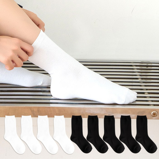 본베이직 여성 국산 무지 중목 양말