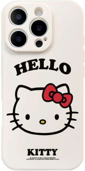 헬로키티 기본 패턴 화이트 실리콘 케이스