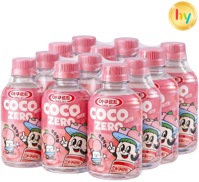 한국야쿠르트 코코바이트 제로 복숭아 280ml 12개