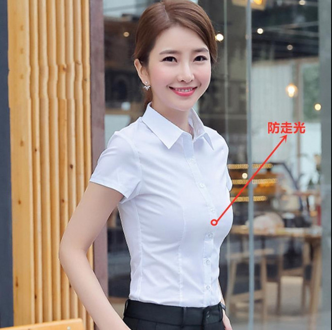 韓版短款女式襯衫休閒女裝上衣學生大碼長袖防走光白襯衫襯衣女