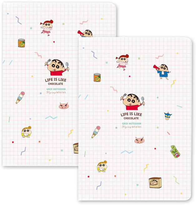 [짱구는 못말려]그리드 중철노트, 2개, 달콤해